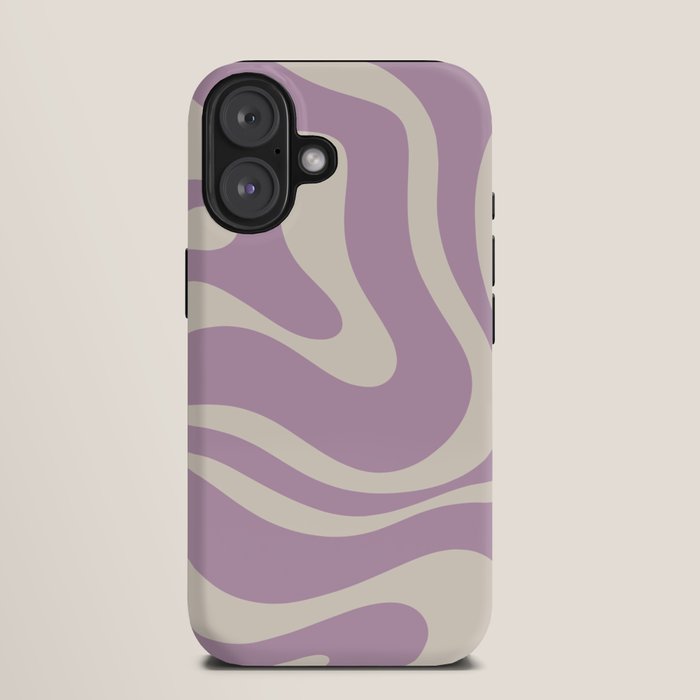 Modern Retro Liquid Swirl Abstract Pattern Square in Lavender Cream iPhone Case Gallery Image 9