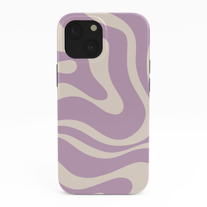 Modern Retro Liquid Swirl Abstract Pattern Square in Lavender Cream iPhone Case Gallery Image 38