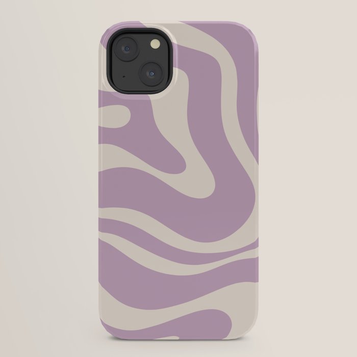 Modern Retro Liquid Swirl Abstract Pattern Square in Lavender Cream iPhone Case Gallery Image 30