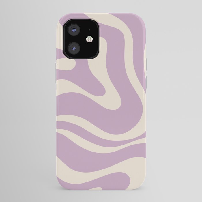 Modern Retro Liquid Swirl Abstract Pattern Square in Lavender Cream iPhone Case Gallery Image 41