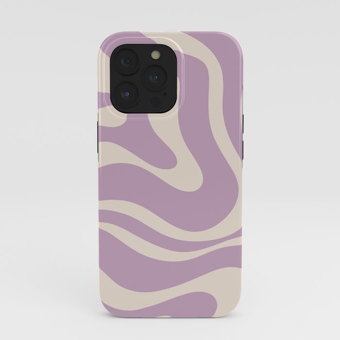 Modern Retro Liquid Swirl Abstract Pattern Square in Lavender Cream iPhone Case Gallery Image 39