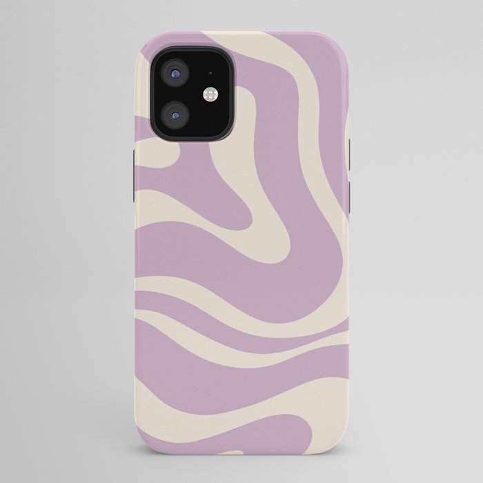 Modern Retro Liquid Swirl Abstract Pattern Square in Lavender Cream iPhone Case Gallery Image 42