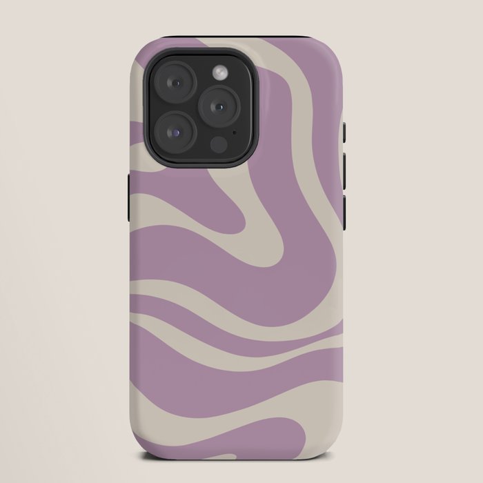 Modern Retro Liquid Swirl Abstract Pattern Square in Lavender Cream iPhone Case Gallery Image 11