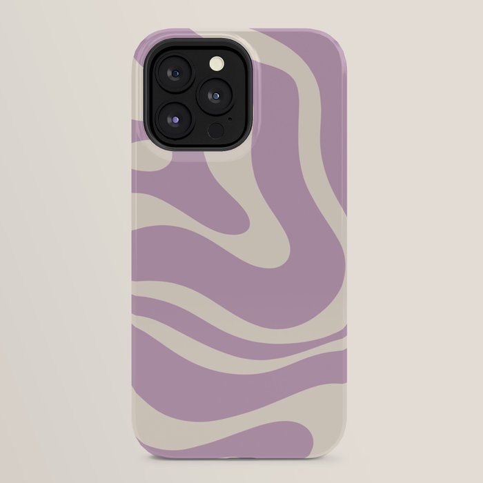 Modern Retro Liquid Swirl Abstract Pattern Square in Lavender Cream iPhone Case Gallery Image 32