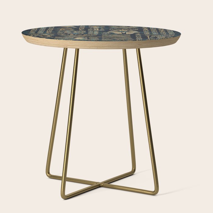 Egyptian hieroglyphs and deities -Abalone and gold Side Table Gallery Image 1