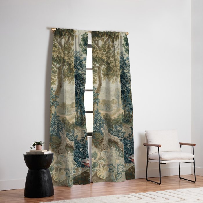 Antique 18th Century Flemish Verdure Tapestry Window Curtain Gallery Image 2