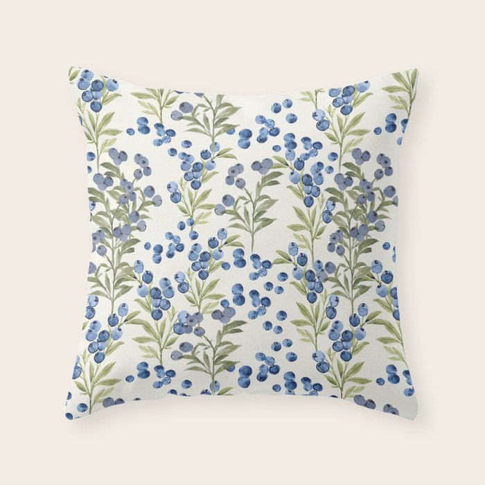 âWild Blueberryâ - Botanical Pattern Throw Pillow Gallery Image 3