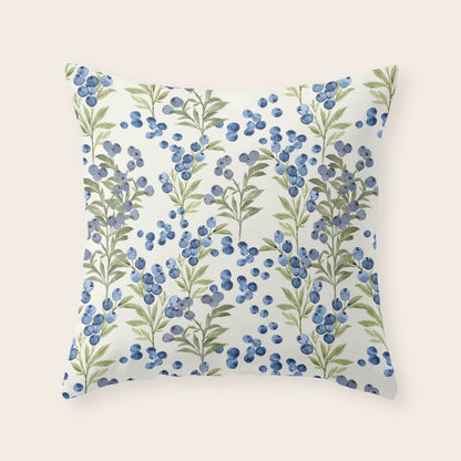 âWild Blueberryâ - Botanical Pattern Throw Pillow Gallery Image 1
