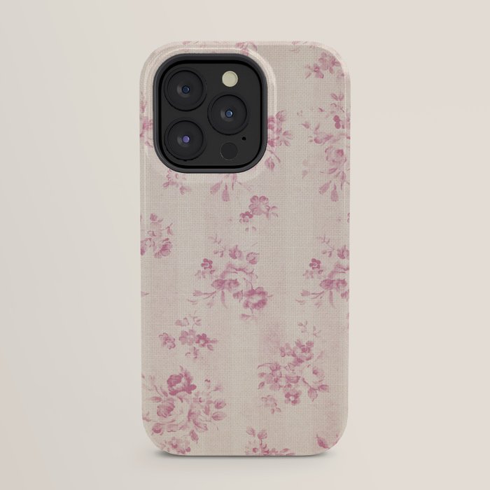 Elegant blush pink white rustic floral vintage stripes iPhone Case Gallery Image 23