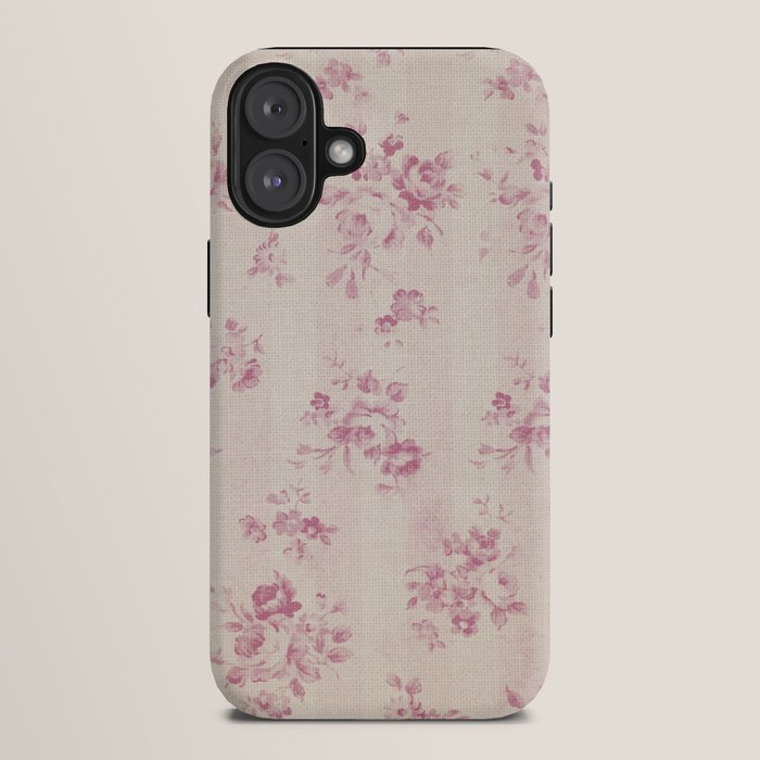 Elegant blush pink white rustic floral vintage stripes iPhone Case Gallery Image 10