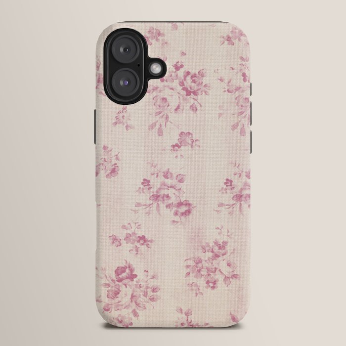Elegant blush pink white rustic floral vintage stripes iPhone Case Gallery Image 14
