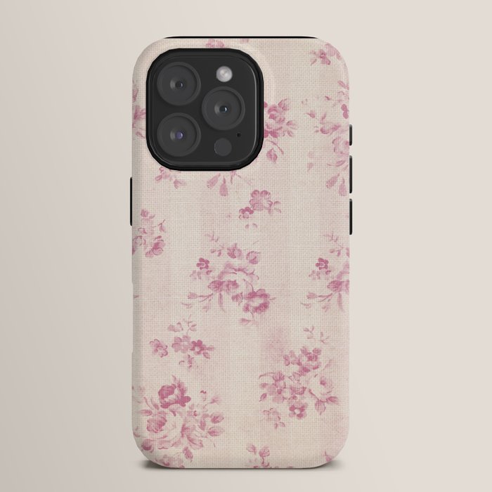 Elegant blush pink white rustic floral vintage stripes iPhone Case Gallery Image 15