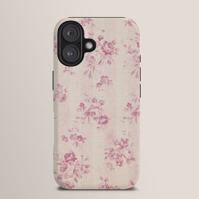 Elegant blush pink white rustic floral vintage stripes iPhone Case Gallery Image 13