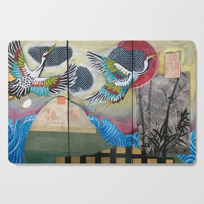 Crane triptych Cutting Board Gallery Image 1