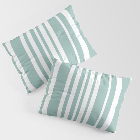 Classic Stripes XXXVII - Sage Green Pillow Sham Gallery Image 1