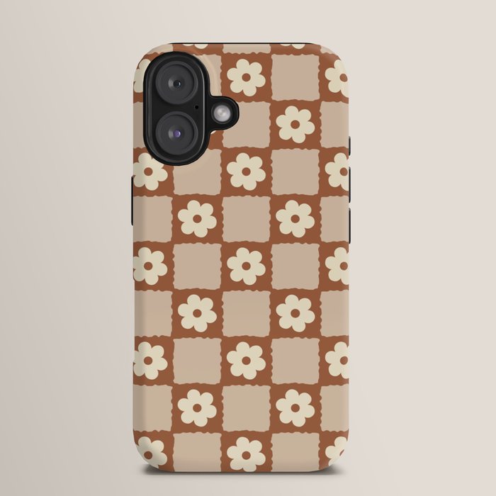 Retro Flower Checker in Brown iPhone Case Gallery Image 13
