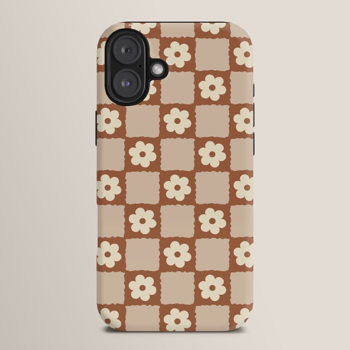 Retro Flower Checker in Brown iPhone Case Gallery Image 14