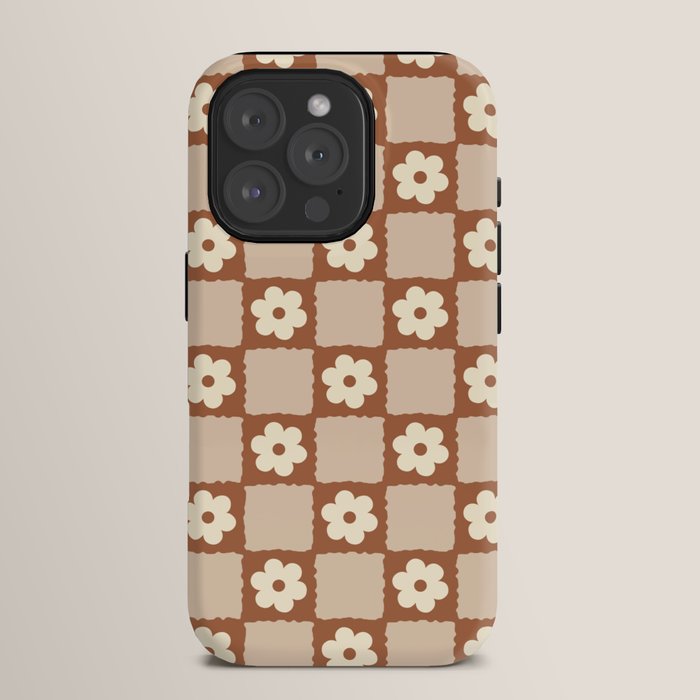 Retro Flower Checker in Brown iPhone Case Gallery Image 15