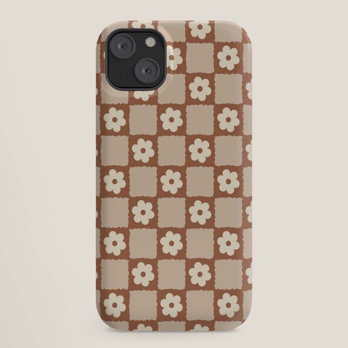 Retro Flower Checker in Brown iPhone Case Gallery Image 18