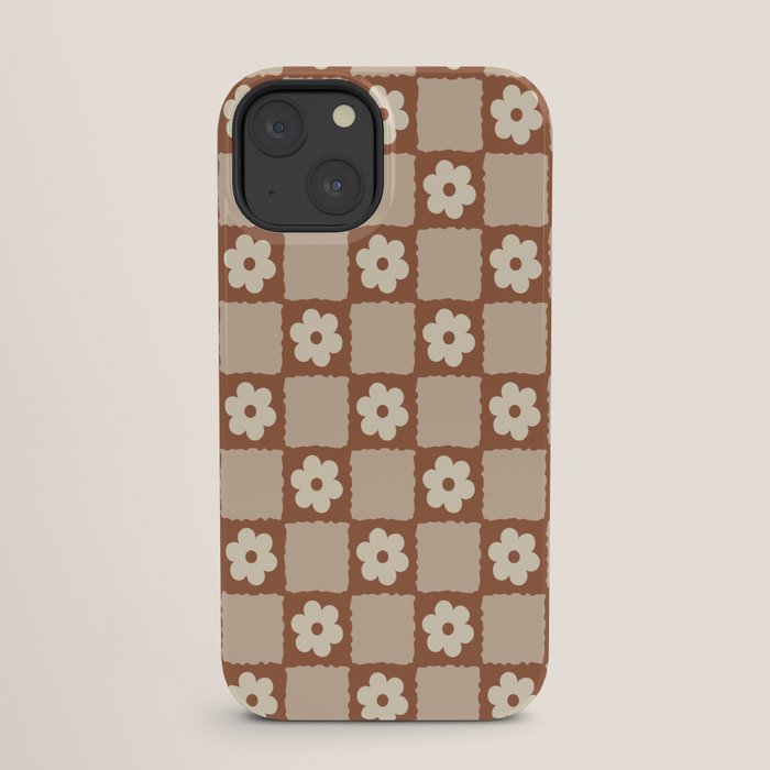 Retro Flower Checker in Brown iPhone Case Gallery Image 25