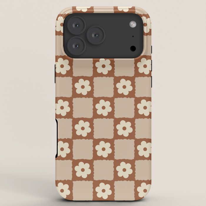 Retro Flower Checker in Brown iPhone Case Gallery Image 8