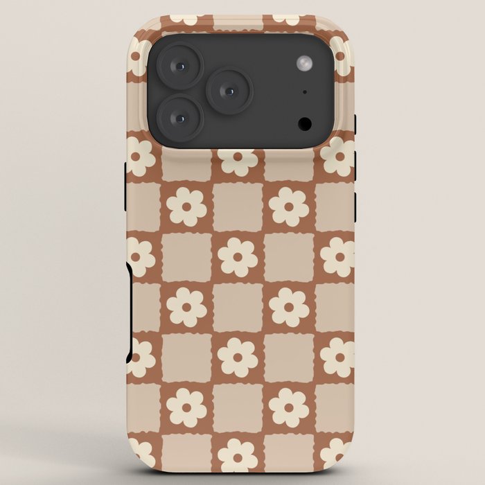 Retro Flower Checker in Brown iPhone Case Gallery Image 7