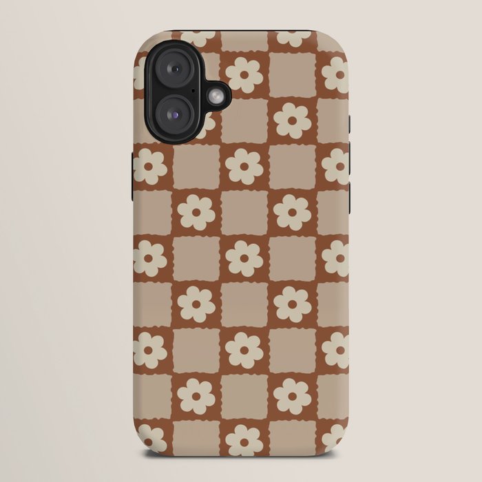 Retro Flower Checker in Brown iPhone Case Gallery Image 10