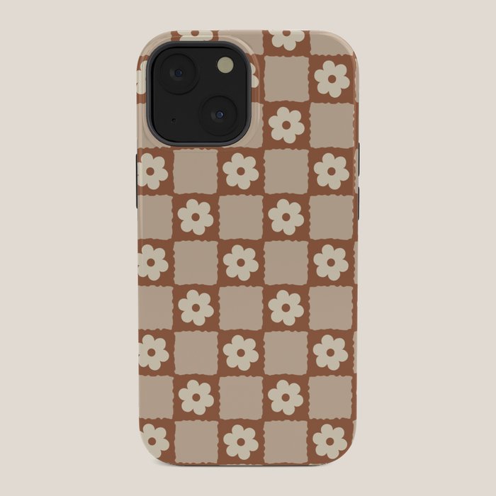 Retro Flower Checker in Brown iPhone Case Gallery Image 34