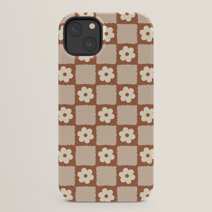 Retro Flower Checker in Brown iPhone Case Gallery Image 22