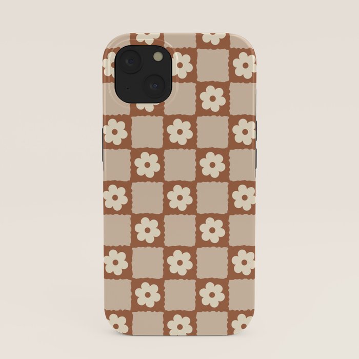 Retro Flower Checker in Brown iPhone Case Gallery Image 37