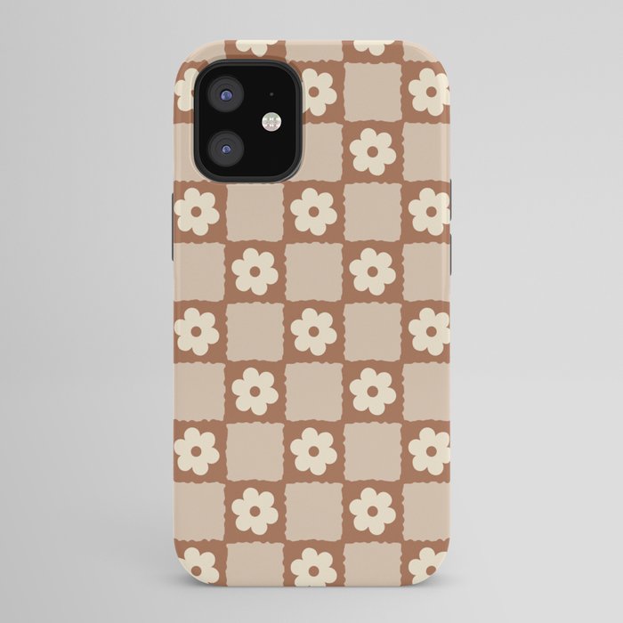 Retro Flower Checker in Brown iPhone Case Gallery Image 42