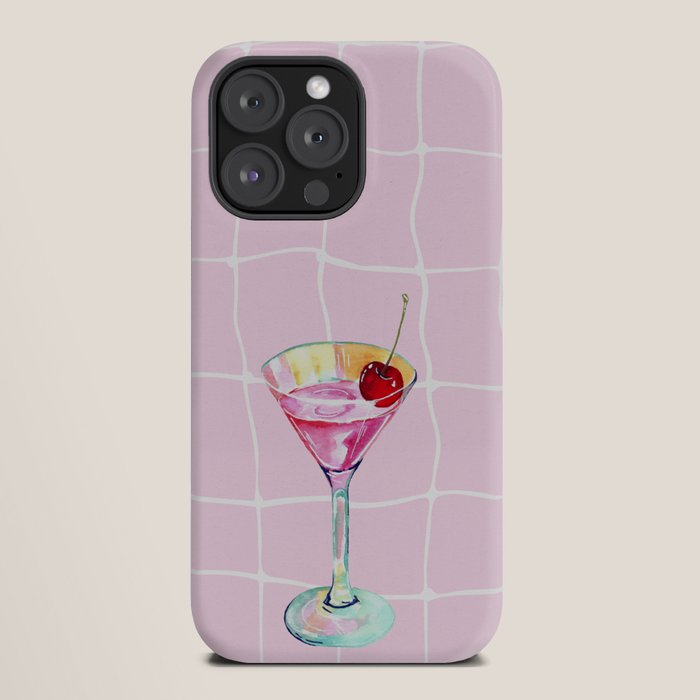 Pink Aesthetic Martini Glass with Cherry iPhone Case Gallery Image 20
