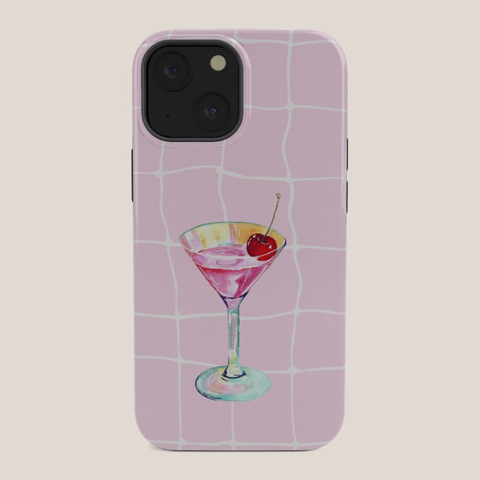 Pink Aesthetic Martini Glass with Cherry iPhone Case Gallery Image 34