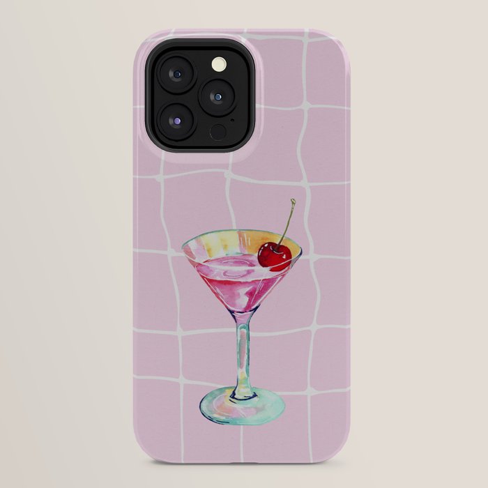 Pink Aesthetic Martini Glass with Cherry iPhone Case Gallery Image 32