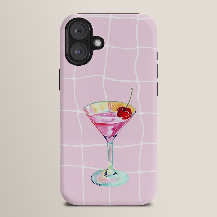 Pink Aesthetic Martini Glass with Cherry iPhone Case Gallery Image 14