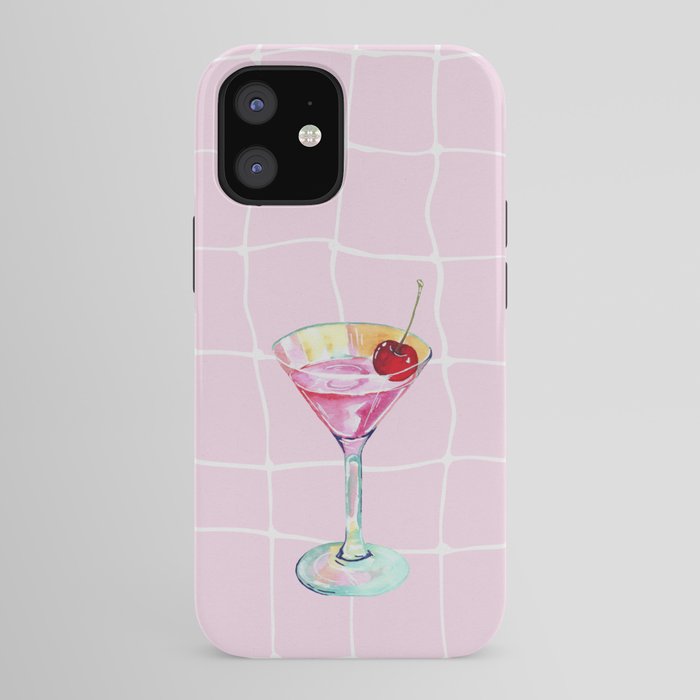 Pink Aesthetic Martini Glass with Cherry iPhone Case Gallery Image 41