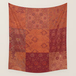 Vintage Bohemian Quilt in Burnt Orange Wall Tapestry Gallery Image 1