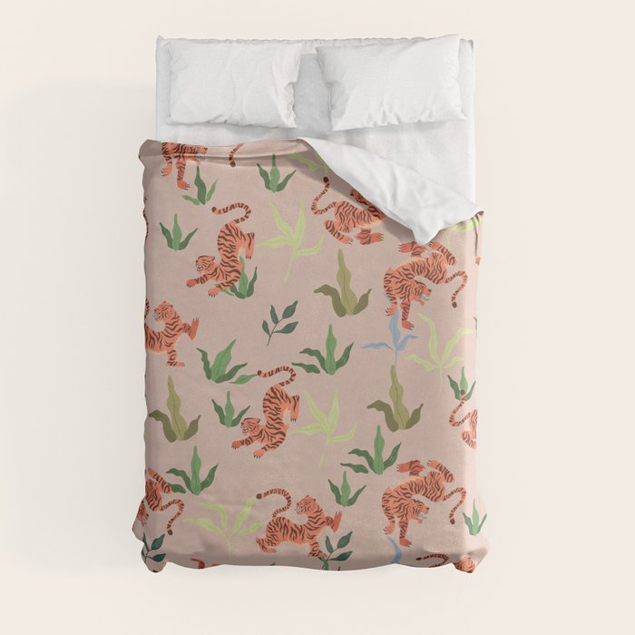Dancing Tiger (Taupe) Duvet Cover Gallery Image 3