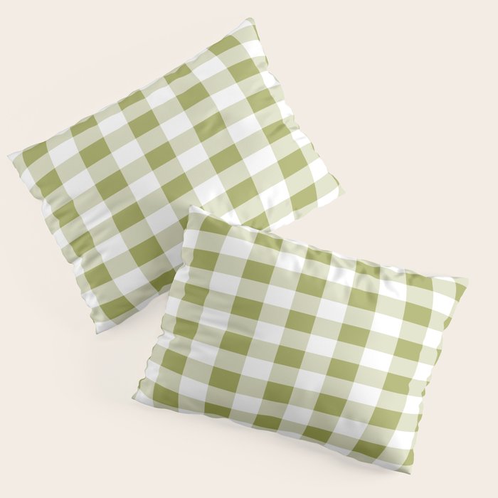 Gingham Large Green White Pillow Sham Gallery Image 1