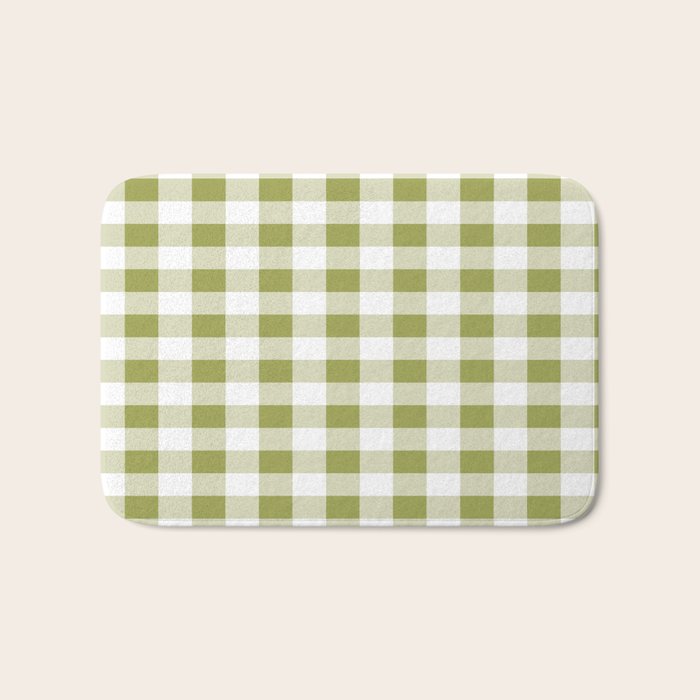Gingham Large Green White Bath Mat Gallery Image 1