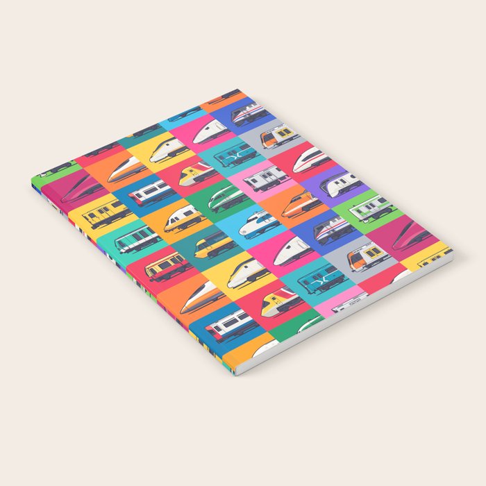World Trains Grid Pattern Notebook Gallery Image 1