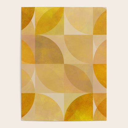 mid century geometric gold shapes Poster Gallery Image 4