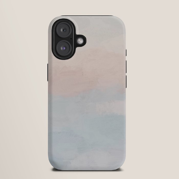 Soothing Seas I - Soft Pink and Blue Sunrise Horizon Ocean for Nursery Abstract Coastal Painting Art iPhone Case Gallery Image 9