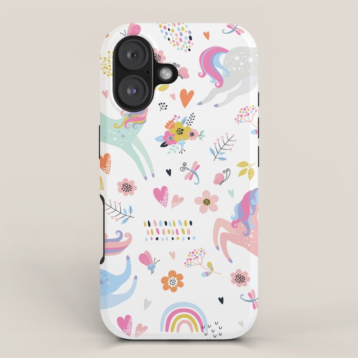Magical Pastel Unicorn Floral iPhone Case Gallery Image 1