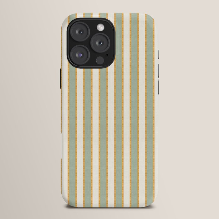 Vintage Cabana Stripe Sage Mint Green And Gold Retro Boho Coastal Beach Vibe iPhone Case Gallery Image 16