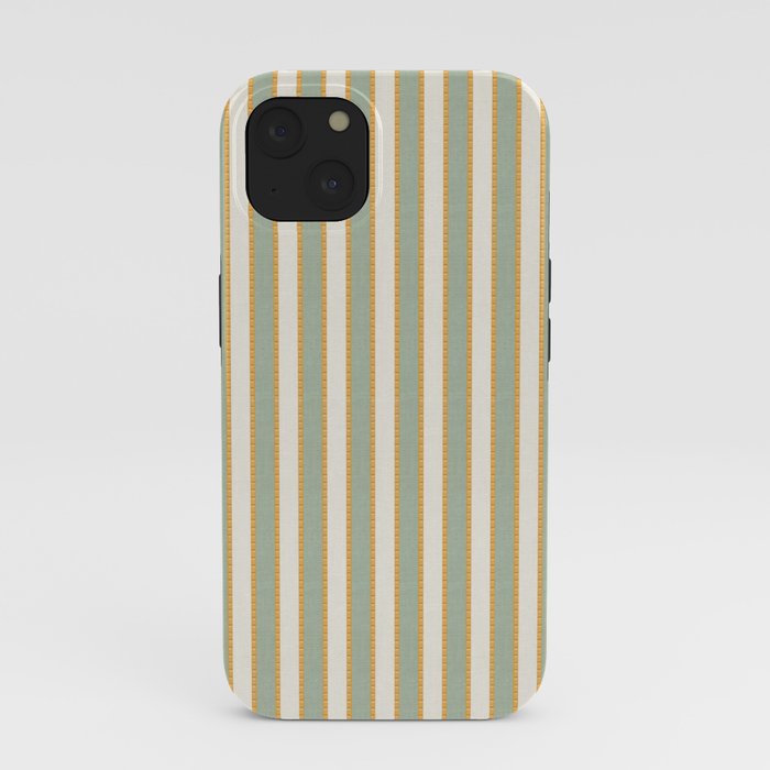 Vintage Cabana Stripe Sage Mint Green And Gold Retro Boho Coastal Beach Vibe iPhone Case Gallery Image 37