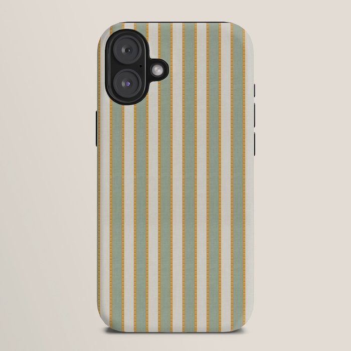 Vintage Cabana Stripe Sage Mint Green And Gold Retro Boho Coastal Beach Vibe iPhone Case Gallery Image 10