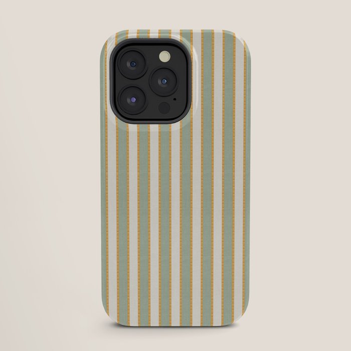 Vintage Cabana Stripe Sage Mint Green And Gold Retro Boho Coastal Beach Vibe iPhone Case Gallery Image 27