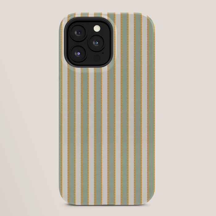 Vintage Cabana Stripe Sage Mint Green And Gold Retro Boho Coastal Beach Vibe iPhone Case Gallery Image 28