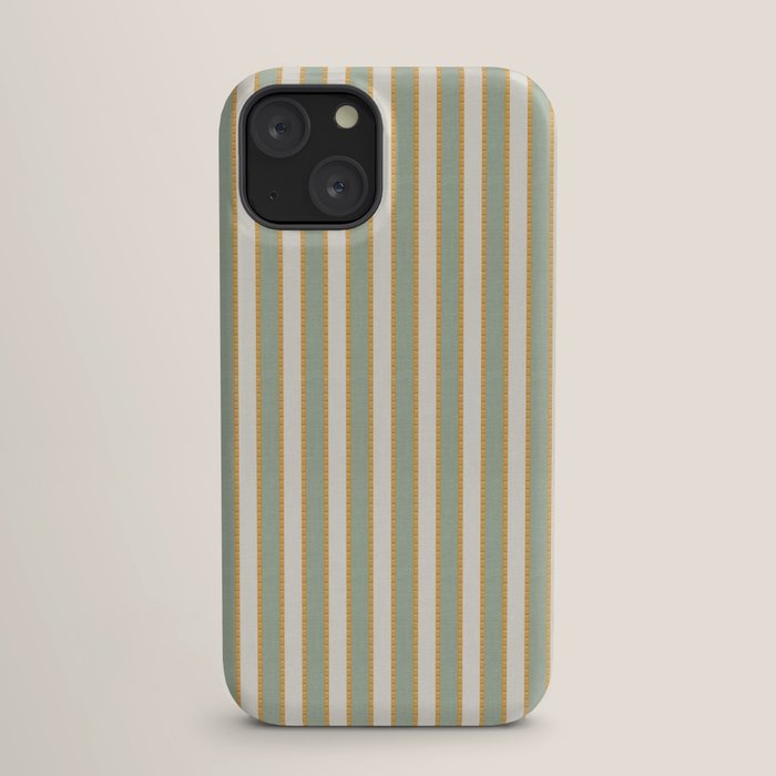 Vintage Cabana Stripe Sage Mint Green And Gold Retro Boho Coastal Beach Vibe iPhone Case Gallery Image 17